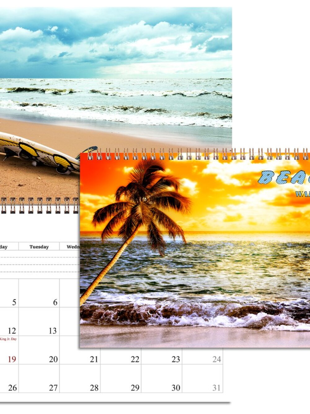 2027 Spiral-bound Wall Calendar (Beaches) - 12 Months Desktop/Wall Calendar